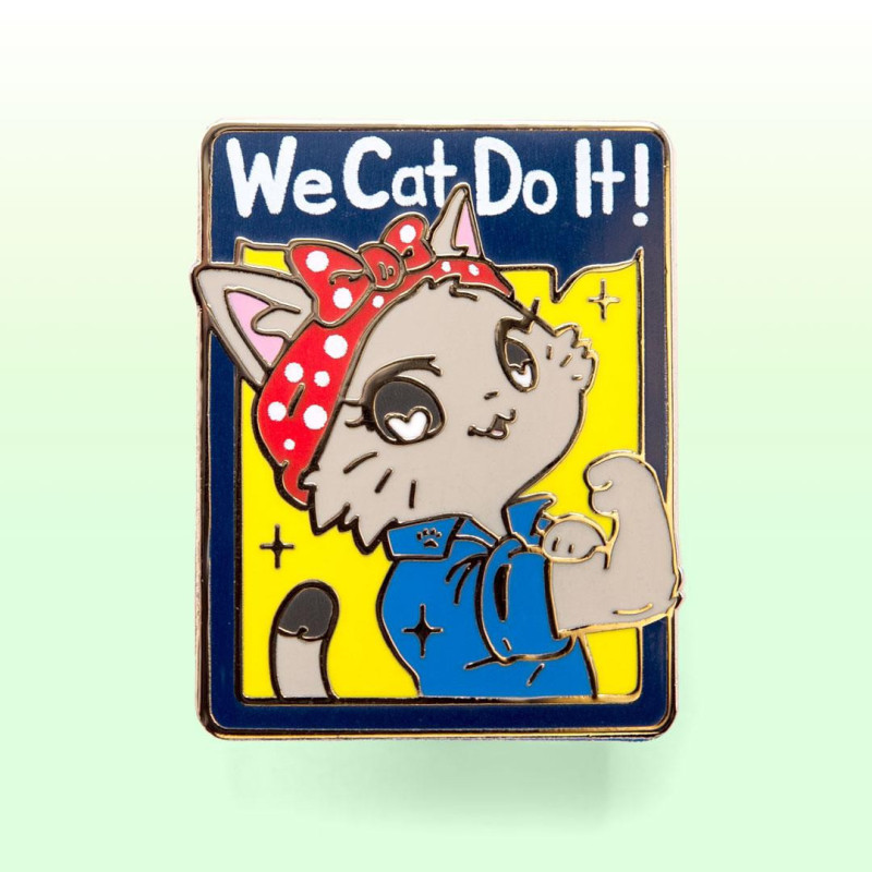 FAIRE-FLAIRPIN-100-0069-flairfighter-flair-fighter-hard-enamel-pin-gold-plated-cat-we-can-do-it-01-green